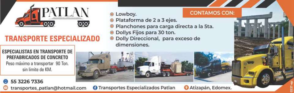 Especialistas en Transporte de Prefabricados de Concreto. Contamos con Lowboy, Plataforma de 2 a 3 ejes, Planchones para carga directa a la 5ta. Dollys fijos para 30 ton. Dolly Direccional.